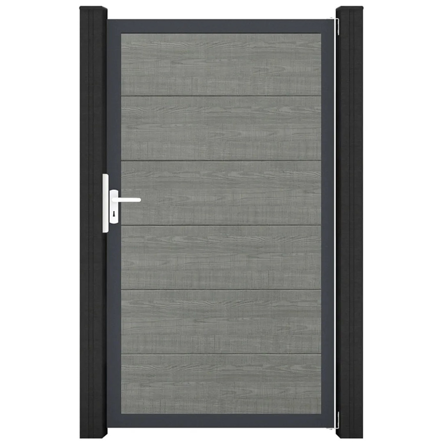 GroJa Steckzaun Tor BasicLine Universal-DIN einflügelig in Grey Ash Cut aus Aluminium, BPC und PVC - Bild 2