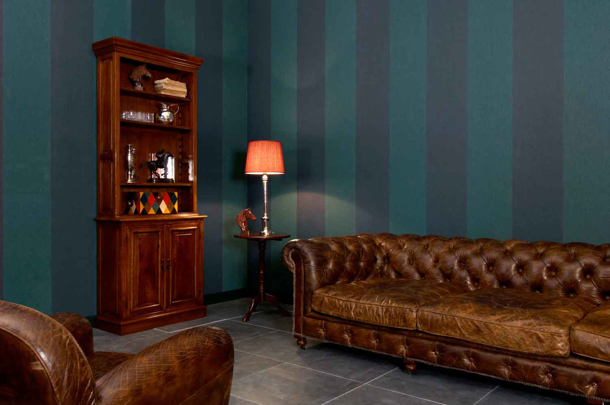 Flamant Tapete Grande Stripe in Schwarz und Bottle Green mit modernem Streifenmuster aus Vlies - Bild 1