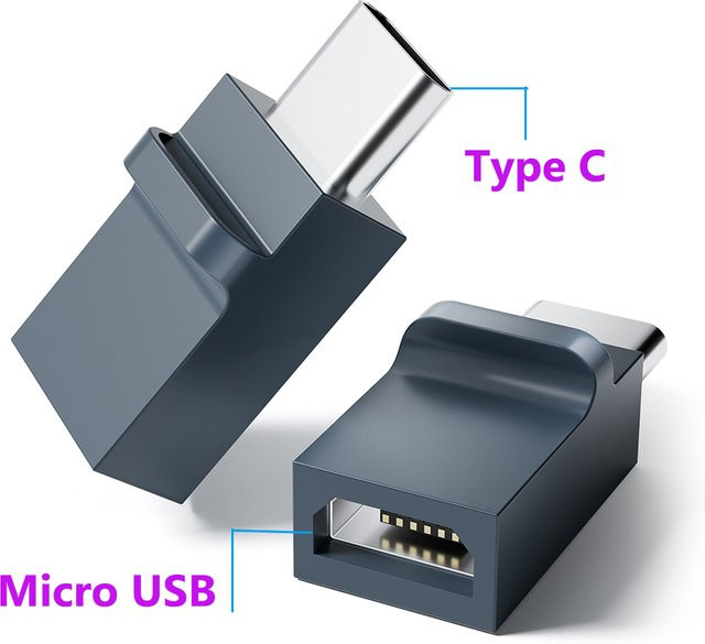 Micro USB auf USB C Kabeladapter in Grau für Xiaomi Samsung und Huawei - Bild 1
