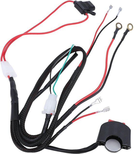Koogeelife Motorrad Lichtkabelbaum-Kit mit 10A Sicherung und Lenkerschalter in Schwarz für Dirtbikes und ATVs - Bild 1