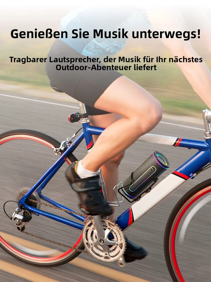 MLOVE E80 Tragbarer Bluetooth-Lautsprecher in Schwarz mit RGB-Beleuchtung, Dual-Sound und IPX7 Wasserdichtigkeit - Bild 4