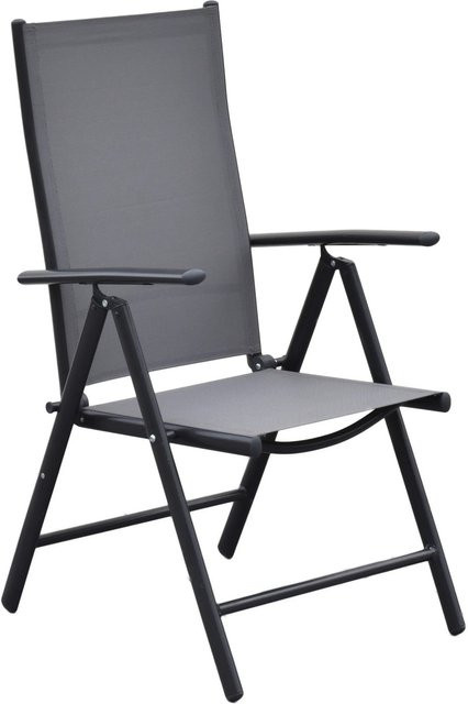 Merxx Amalfi Klappstuhl aus Aluminium mit Armlehnen und Textilene-Bezug, Grau, 2er Set - Bild 1