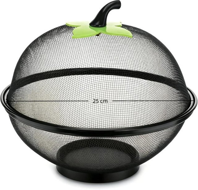 EmilyWoo Metall-Obstkorb mit Netzdeckel in Schwarz, Durchmesser: 25 cm - Bild 1