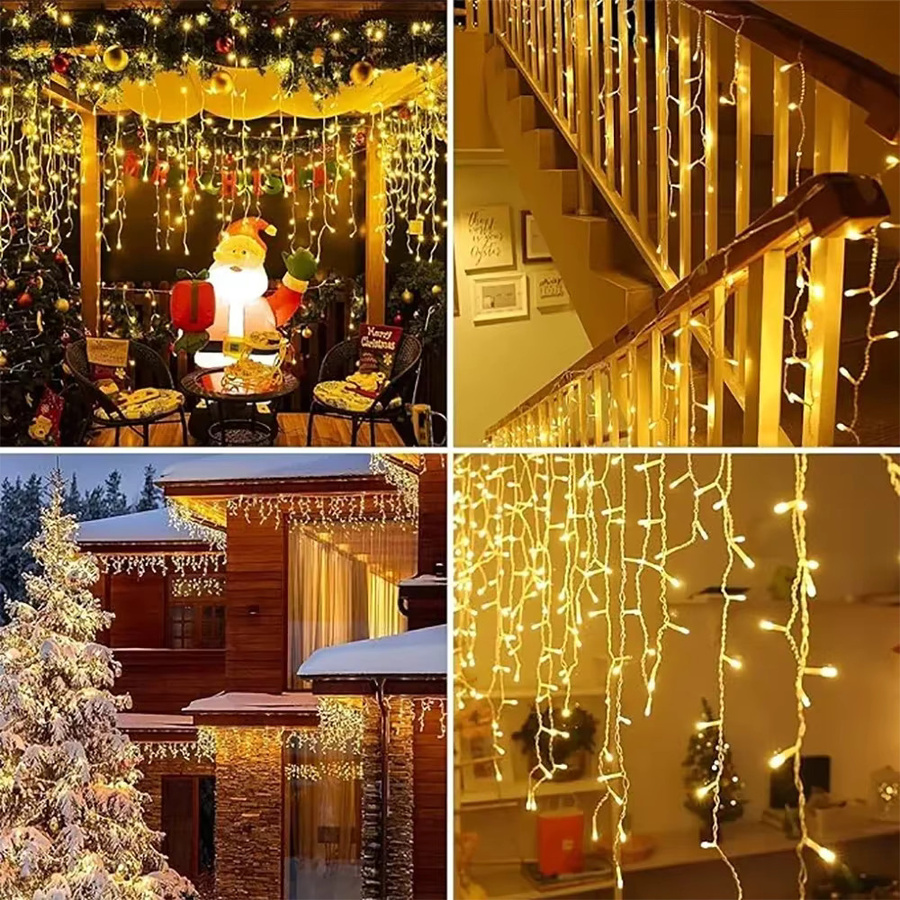 Solar Eiszapfen Lichterkette mit 96 warmweißen LEDs für Outdoor und Garten, Dekorations-Lichterkette für Weihnachten und Partys - Bild 4