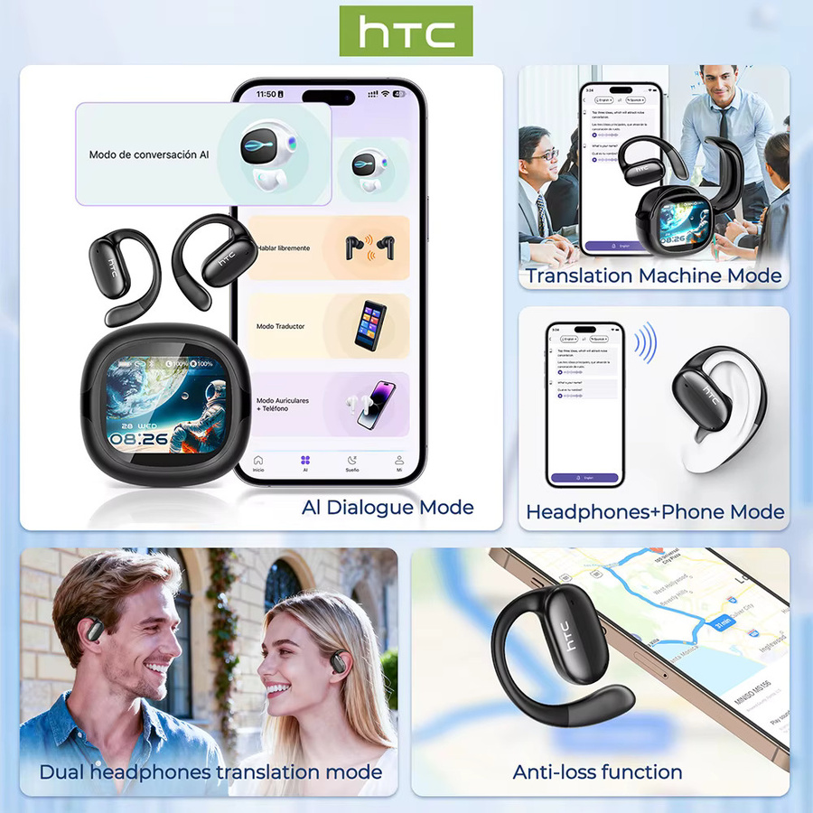 HTC NE58 Bluetooth Open-Ear Headset mit Surround Sound Hi-Fi Stereo in Schwarz - Bild 3