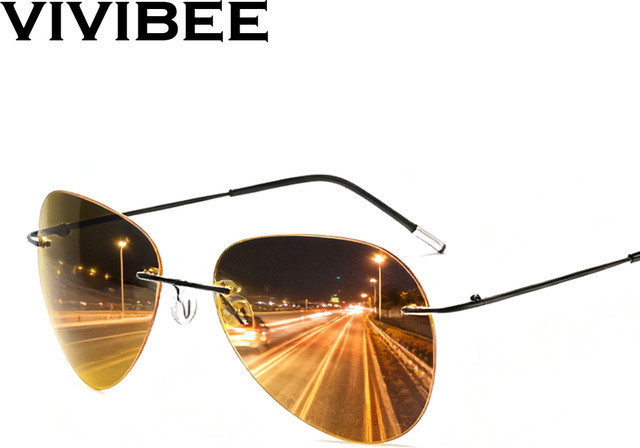 VIVIBEE Sonnenbrille Pilot, randlos, Titan, Gelb, Unisex - Bild 1