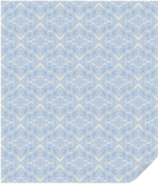 Tulup Fensterfolie Blumenschmuck in Blau, blickdichte Sichtschutzfolie mit floralem Design, Breite: 100 cm, Höhe: 116 cm - Bild 1