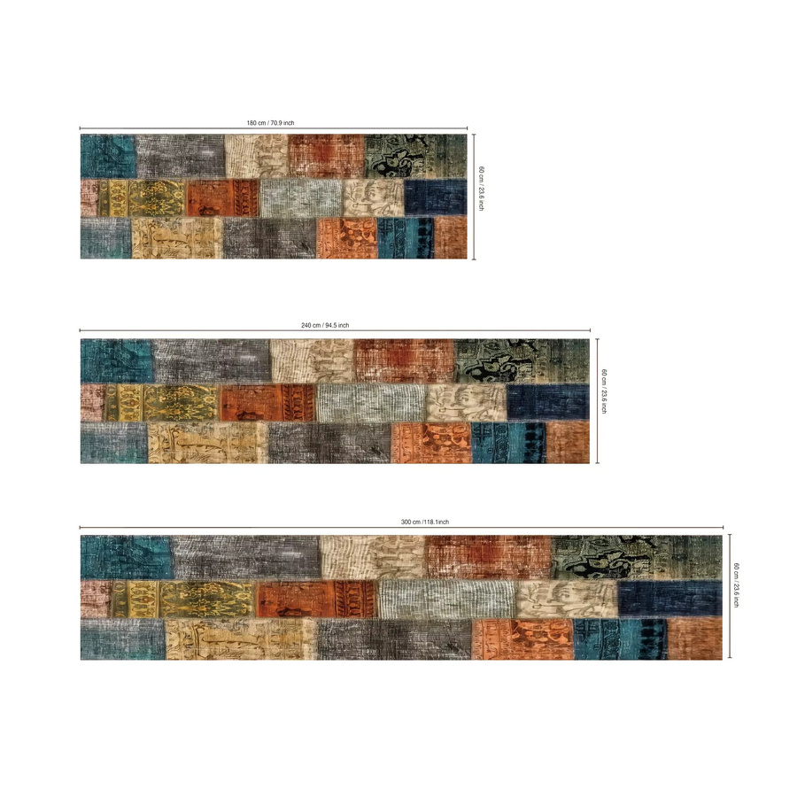 VIKAMA Retro Plaid Teppich in Multicolour für Wohnzimmer, Küche und Schlafzimmer, B/T: 120 x 40 cm - Bild 5