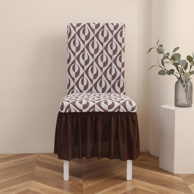 Verdickter Jacquard Stuhlbezug mit Rock, elastischer All-inclusive Einteiliger Esszimmerstuhlbezug von Household supplies MH - Bild 1