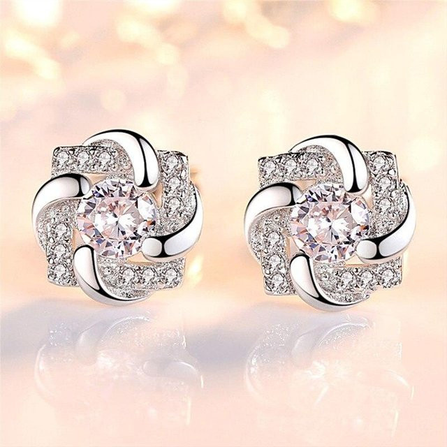 Ohrringe 925 Silber, Blume, Kristall, Zirkonia, Damen - Bild 1
