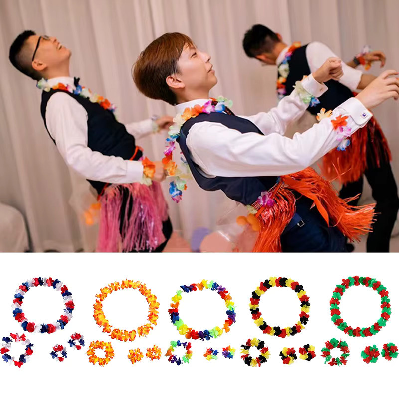 HUAHUA Halskette, Girlande und Stirnband, hawaiianische künstliche Blume, 4 Stück/Set - Bild 3