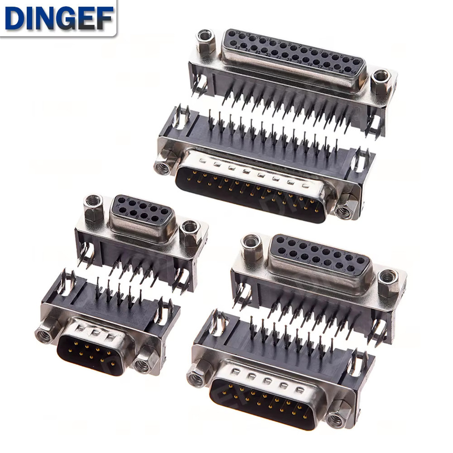 DNIGEF 5er Set D-Sub PCB Stecker RS232 DB9 DB15 Weiblich und Männlich 90-Grad Gebogen in Silber - Bild 4