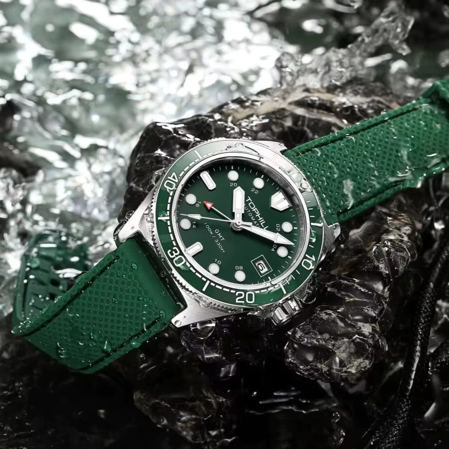 Tophill Armbanduhr Automatik, Edelstahl, 39,5 mm, Herren, Grün - Bild 2
