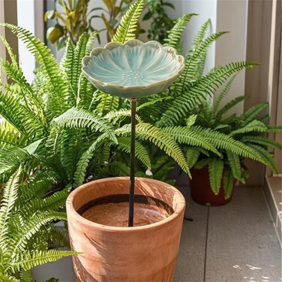 Fungogo Keramik Bienen Wasserstation mit Blumendesign in Multicolour als dekorativer Futterspender für den Garten - Bild 2