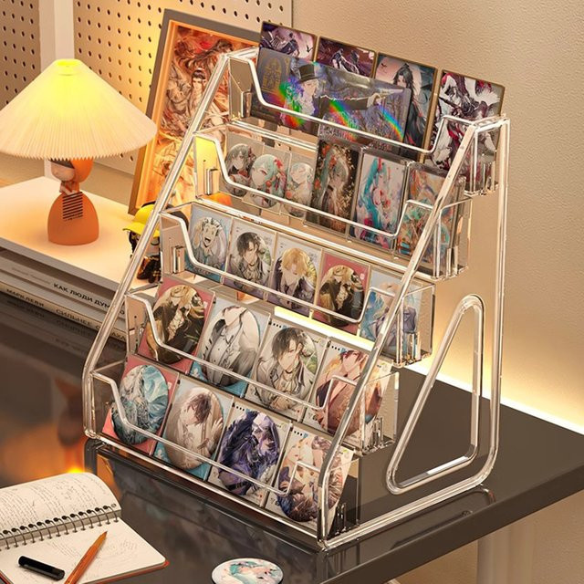 Abgestufter Bar-Präsentationsständer aus Acryl in Transparent für Desktop-Displays und kleine Karten - Bild 1