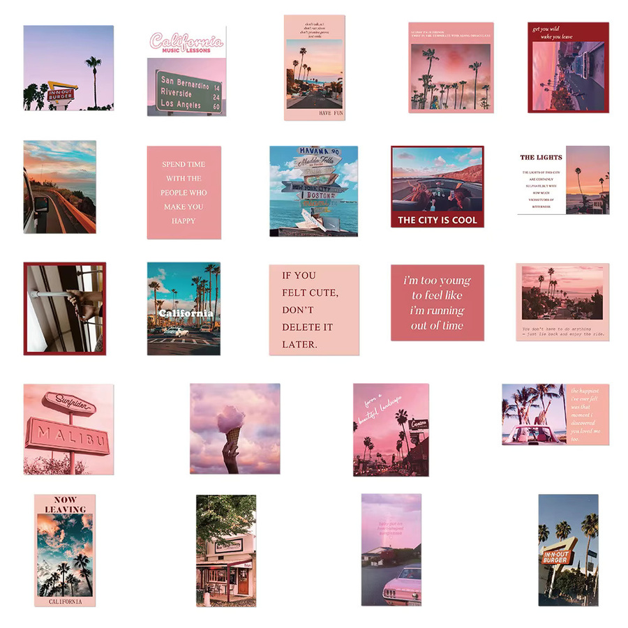 50 oder 100 Stück minimalistische California Street Theme Aufkleber, wasserfeste kreative Sticker in Multicolour für Koffer, Schreibwaren und Scrapbooks - Bild 2