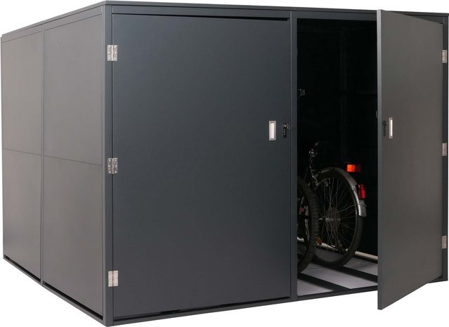 MCW 4er-Fahrradgarage L56c aus Metall mit Ablage, abschließbar, Anthrazit, B/T/H: 160 x 222 x 208 cm - Bild 1