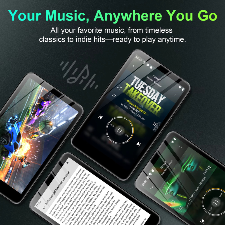 SWOFY MP3- und MP4-Player mit Android 13, 32GB ROM, 4GB RAM, Bluetooth und WLAN, 4-Zoll-Touchscreen, Schwarz - Bild 2