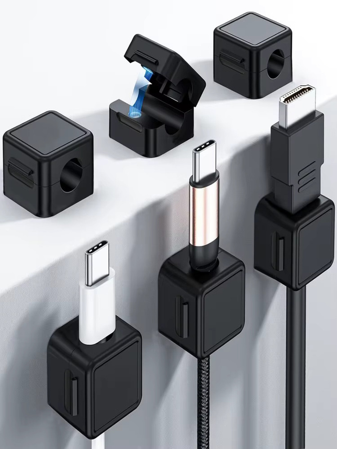 Magnetische Kabel Clips in Schwarz als USB-C Kabelhalter und Organizer für Büro und Zuhause - Bild 7