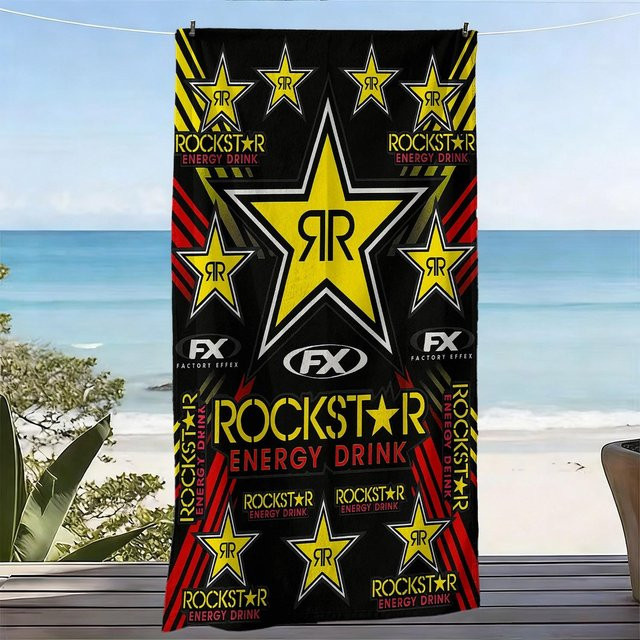 Rockstar Energy Drink Fabrik Effex Racing Strandtuch aus Mikrofaser, schwarz, B/B: 120 x 180 cm - Bild 1