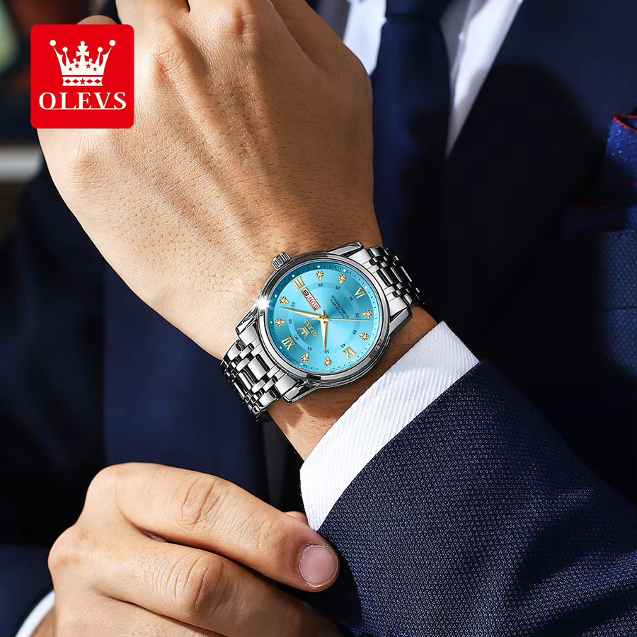 OLEVS Armbanduhr, Blau, Edelstahl, Herren - Bild 3