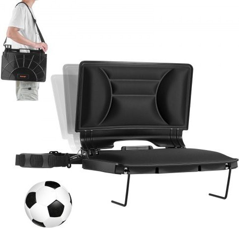 VEVOR Stadion Sitzplatz Klappbarer Tribünenstuhl mit Rückenstütze und Polsterung in Schwarz mit Getränkehalter und Schultergurt - Bild 1