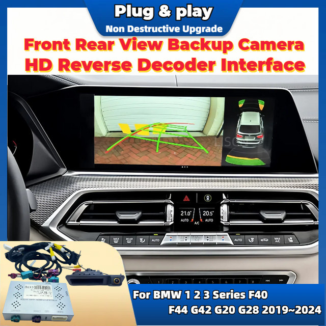 LISCN Parkplatz Rückfahrkamera Kit für BMW 1 2 3 Serie F40 F44 G42 G20 G28 (2019 bis 2024) mit Original Bildschirm Plug & Play für Vorne und Rückansicht - Bild 1