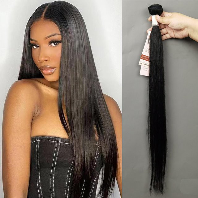 Brasilianische Gerade Haar Bundles Remy Menschenhaar Extensions, Schwarz, Damen - Bild 1