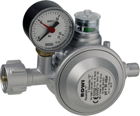 ROWI Gas-Druckregler HGD 1/2 D mit 50 mbar in Silber - Bild 1