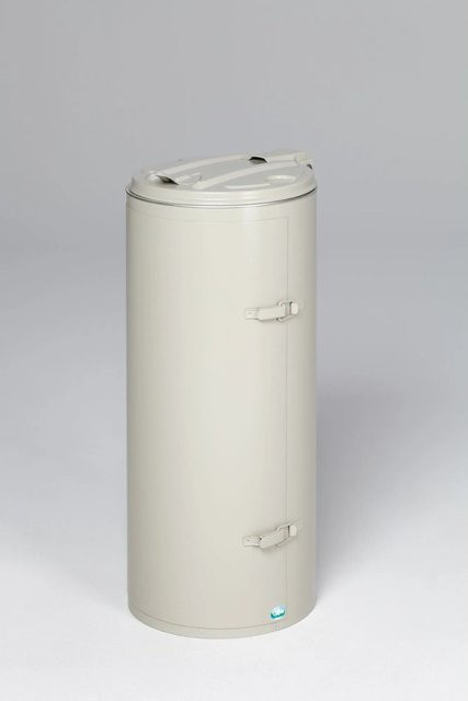 PROREGAL Abfallsammler aus Stahl mit Deckel und Einflügeltür, Grau, 70 Liter, H x B x T: 90 x 45 x 45 cm - Bild 1