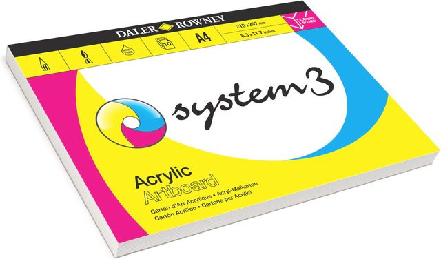 Daler-Rowney System 3 Acryl Malkarton mit 10 Blatt Papier in Naturweiß - Bild 1