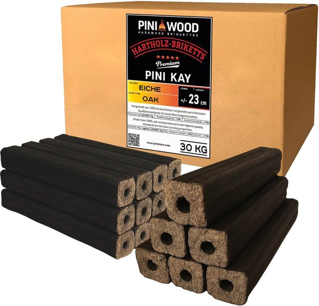 PINI Kay Eichenholzbriketts mit Zugloch, 30 kg - Bild 1