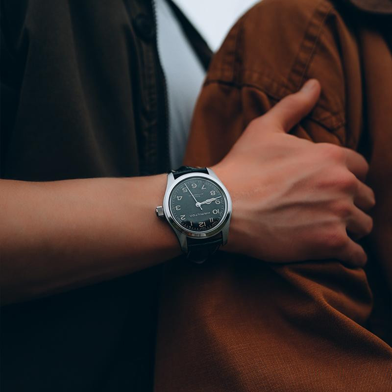Hamilton Herrenuhr Khaki Field Murph, Automatik, Edelstahl, Leder, 42 mm, Schwarz - Bild 3