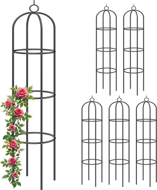 Gardebruk Rosensäule 6er-Set aus Metall in Schwarz, H: 200 cm, B: 40 cm - Bild 1