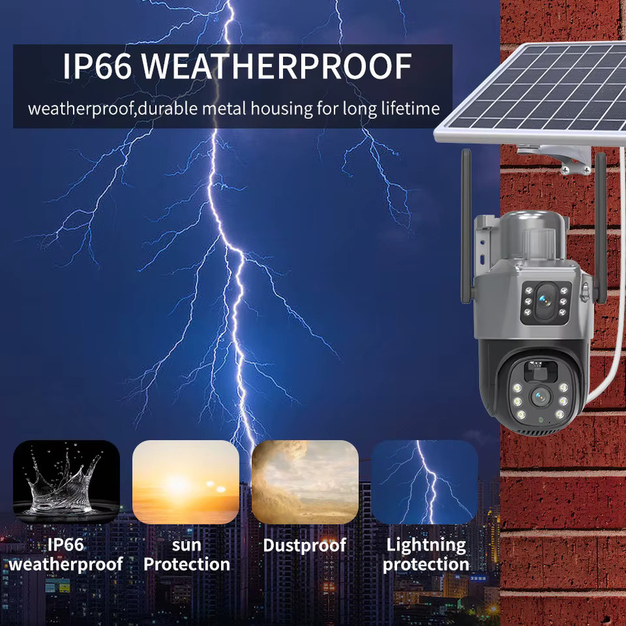 4MP Dual-Objektiv Solar PTZ Kamera mit Dual Screen, 4G und WLAN für die drahtlose Outdoor-Sicherheitsüberwachung mit Audio und PIR-Bewegungssensor - Bild 3