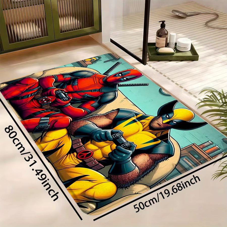 Beast Kingdom Marvel Deadpool und Wolverine Retro Fußmatte aus Flanell, Mehrfarbig, B: 60,0 cm, T: 60,0 cm, H: 1,0 cm - Bild 3