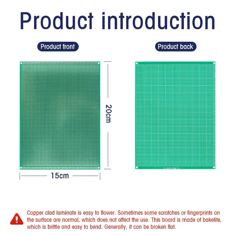 YTDMEN Einseitige PCB Prototyp Platine aus grünem Fiberglas, Universal Leiterplatte für DIY-Projekte, B/T: 15 x 20 cm oder 20 x 30 cm - Bild 1