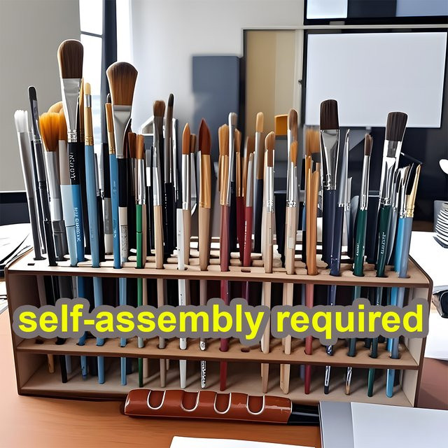 Holz Organizer Ständer in Braun mit 67/71 Löchern für Stifte, Pinsel und Schreibwaren - Bild 1