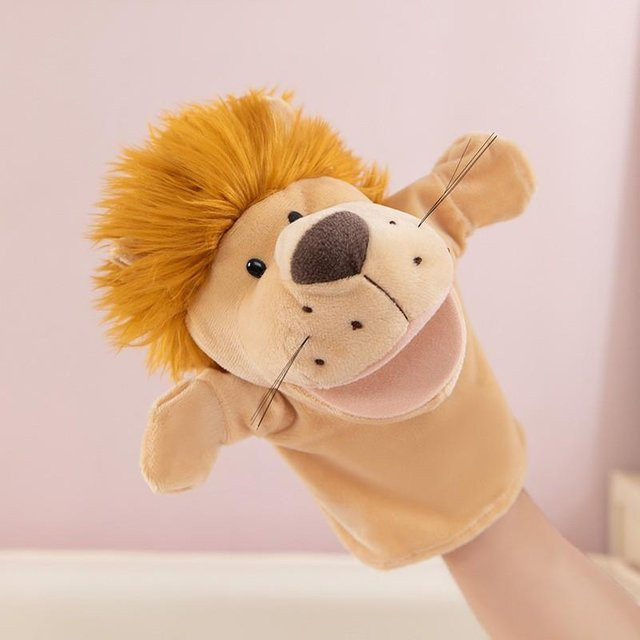 Yiran toy Handfingerpuppen Cartoon, Plüschtier, Löwe Schaf Ente Giraffe, ab 3 Jahren - Bild 1