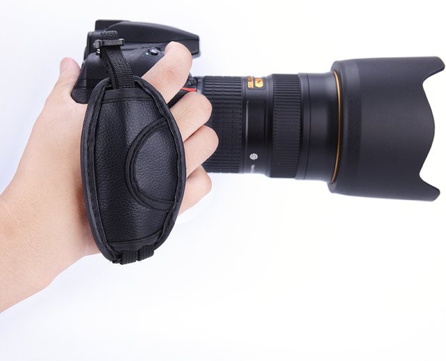 KOQZM Kamera Handgriff Gurt aus schwarzem PU-Leder für DSLR Kameras von Sony, Nikon und Canon - Bild 1