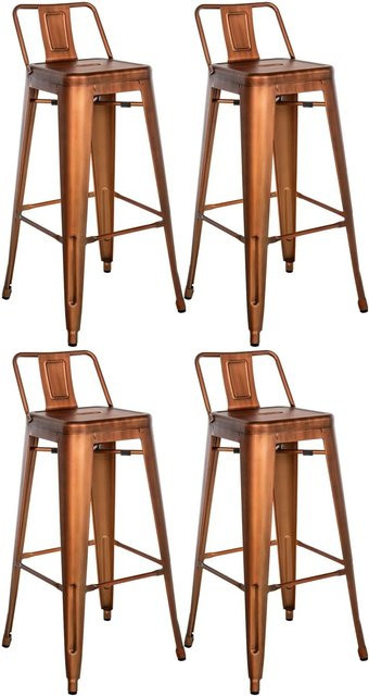 4er Set Barhocker DELUKE LEKEL im Industrial-Stil aus Metall, Farbe Kupfer, B/T/H: 44 x 43 x 96 cm - Bild 1