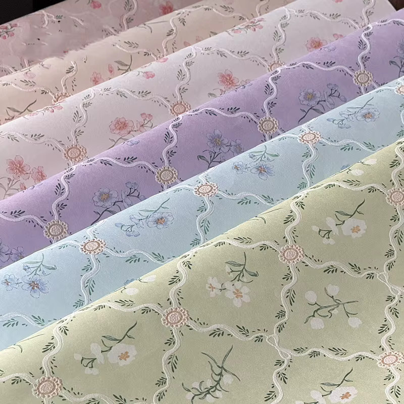Ästhetisches Geschenkpapier im koreanischen Gitter-Design für Blumen in Mehrfarbig - Bild 1