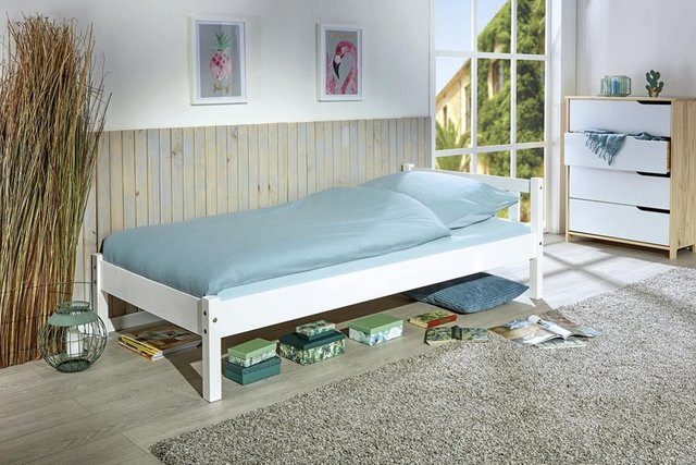 Inter Link Bettgestell Vilmar aus Kiefer Massivholz in Weiss, B/L: 90 x 200 cm - Bild 1