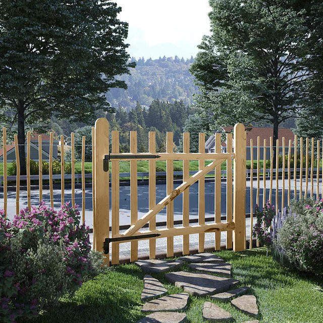 vidaXL Einflügeliges Zauntor aus Holz und Metall in Braun, Breite: 100 cm, Höhe: 90 cm - Bild 2