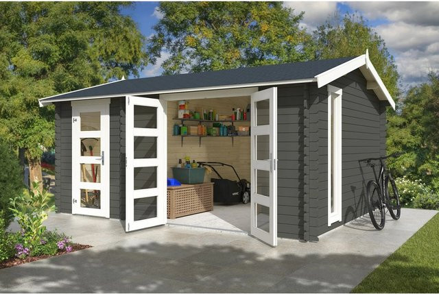 Lasita Gartenhaus Carroz Maja in Grüngrau, B/H/T: 496 x 250,8 x 403,4 cm - Bild 1