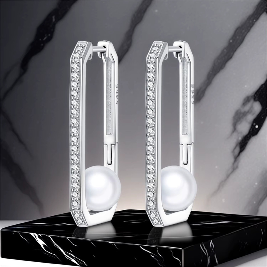 CYCUFF Creolen, 925 Silber, Perle, Damen - Bild 5