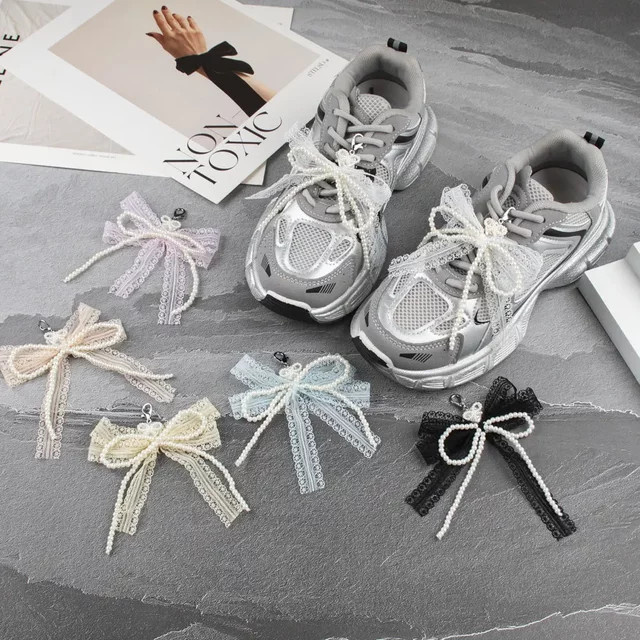 SMATLELF Schnürsenkel Charms, Spitze Perle Schleife, Schuh Blumenschnalle - Bild 1