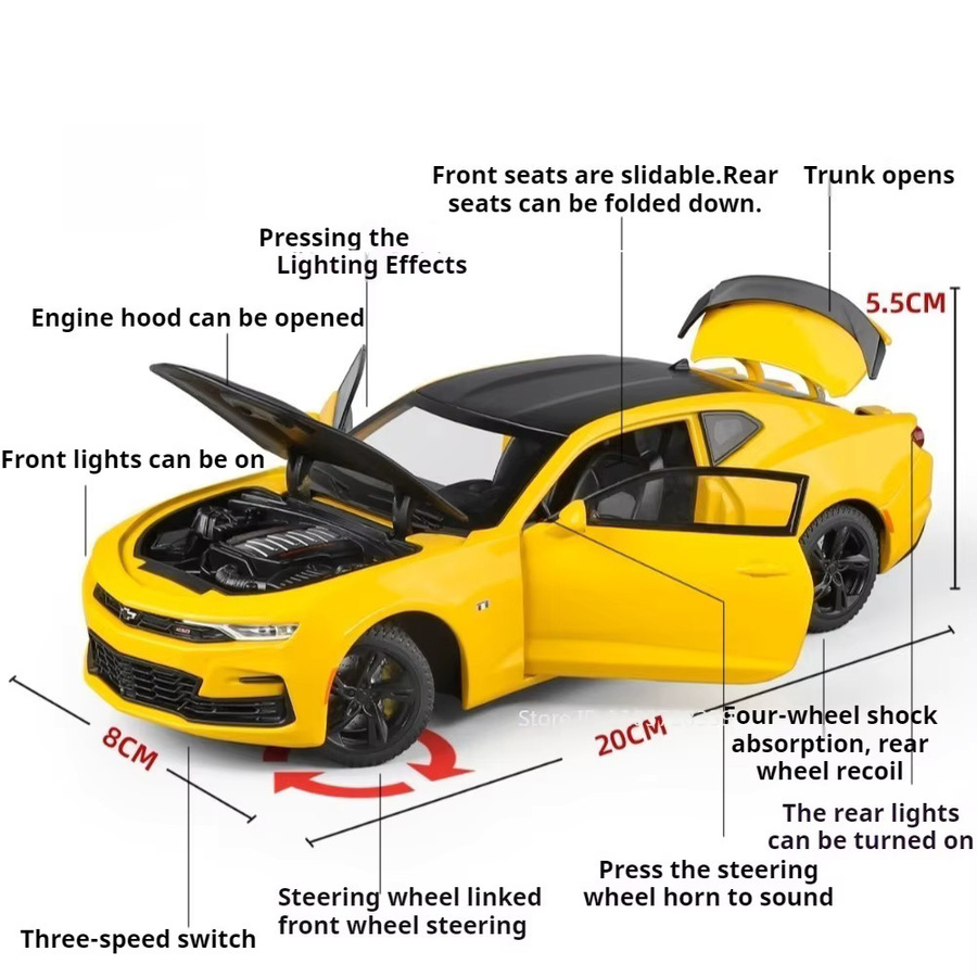 RMZ city Camaro Modellauto, 1:24 Maßstab, mit Licht und Sound - Bild 2