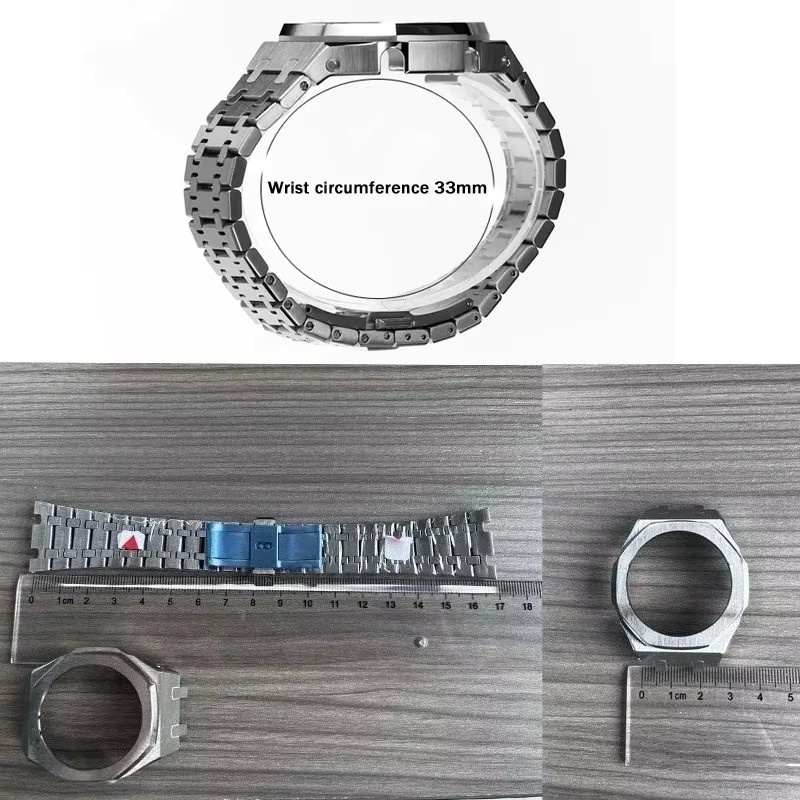 FancyWrist Mod Kit für Casioak, Edelstahlgehäuse, Metallarmband, Silber - Bild 3