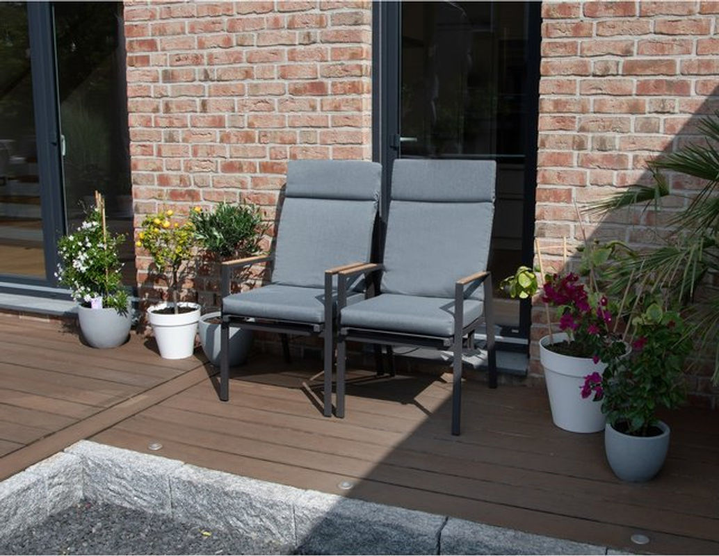 BELLAVISTA - HOME & GARDEN Hochlehner Sessel Newport 2er-Set grau B/T/H: 56,5 x 63 x 105 cm - Bild 4